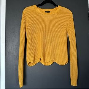 Dynamite Yellow Scalloped Crop Sweater - Size Small
